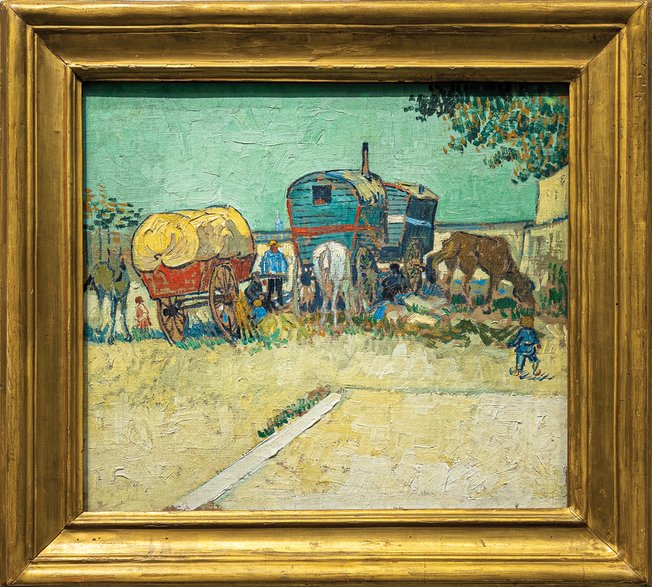 Karawany, Vincenta van Gogha. Obraz z 1888 roku "Obóz cygański w pobliżu Arles" został wypożyczony do Luwru Abu Zabi