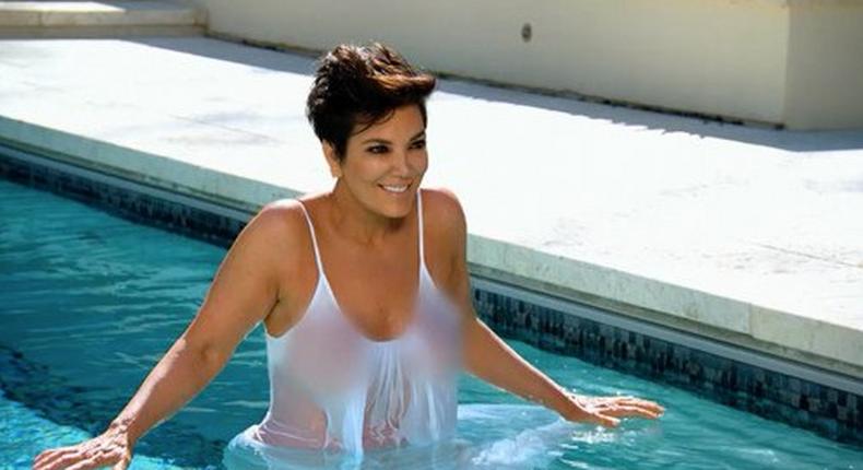 Kris Jenner showing off a great boob job