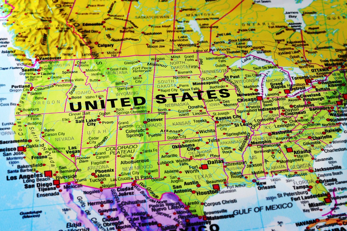 Mapa USA Stany Zjednoczone Ameryki Amerka