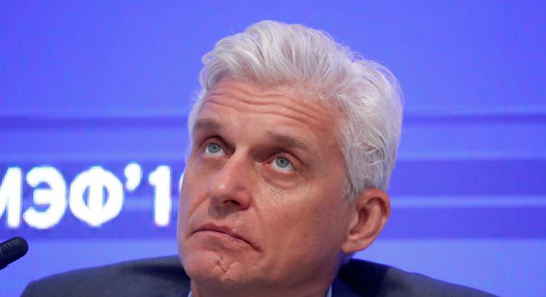 Oleg Tinkov attends a session of the St. Petersburg International Economic Forum (SPIEF), Russia June 7, 2019.