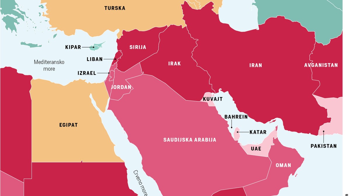 Mapa, Bliski istok, bezbednost
