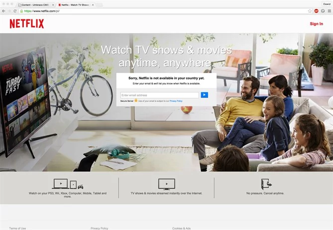Netflix.com/pl i komunikat o braku dostępności usługi w Polsce