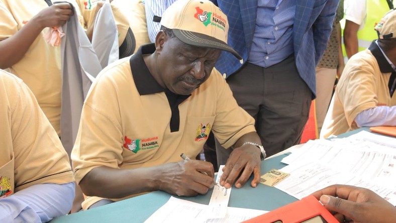 AU envoy Raila Odinga registering for Huduma Namba