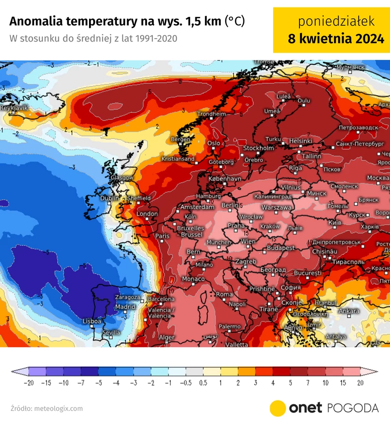 Niezwykle ciepłe powietrze popłynie do większości Europy