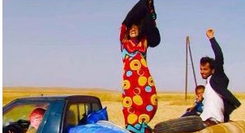 Images show women joyously casting off long black veils and abayas as they flee from ISIS