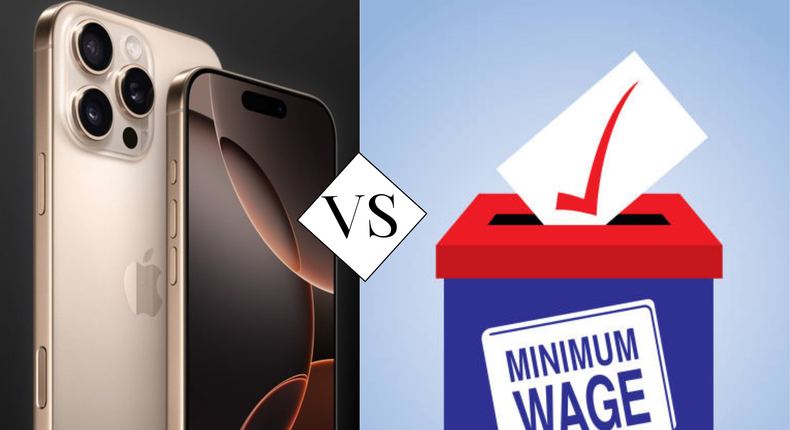 Cost of iPhone 16 vs minimum wage