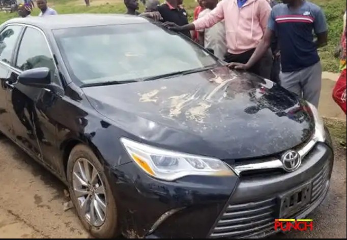 Okwecheme's car after the incident [Punch]