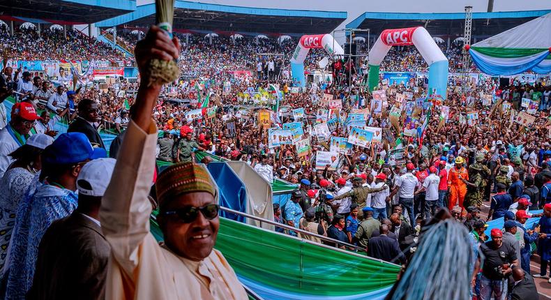 President Buhari visited Warri on Thursday, January 17, 2019, to declare a rally open. [Twitter/MuhammaduBuhari]