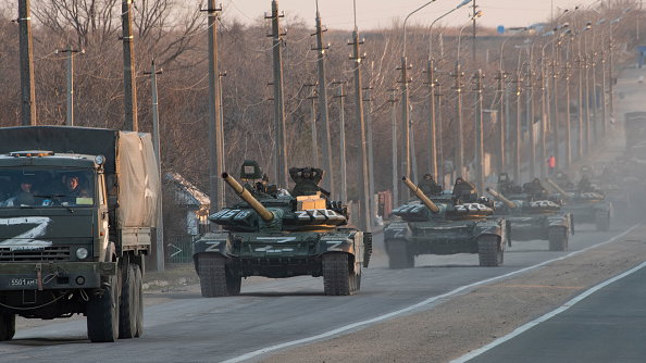 Rosyjska kolumna w okolicach Mariupola