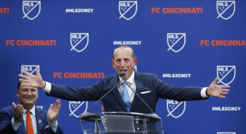 Major League Soccer commissioner Don Garber, shown at last year's announcement of an expansion team in Cincinnati, added a 27th MLS club Tuesday with Austin FC