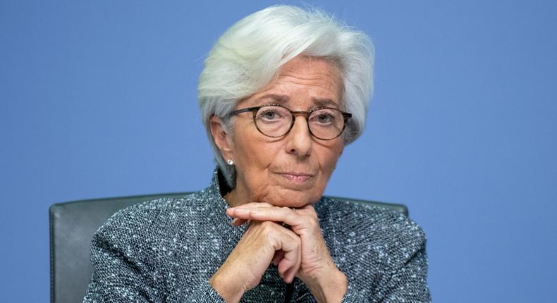 Christine Lagarde, President of the European Central Bank, speaks to the media following a meeting of the ECB governing board