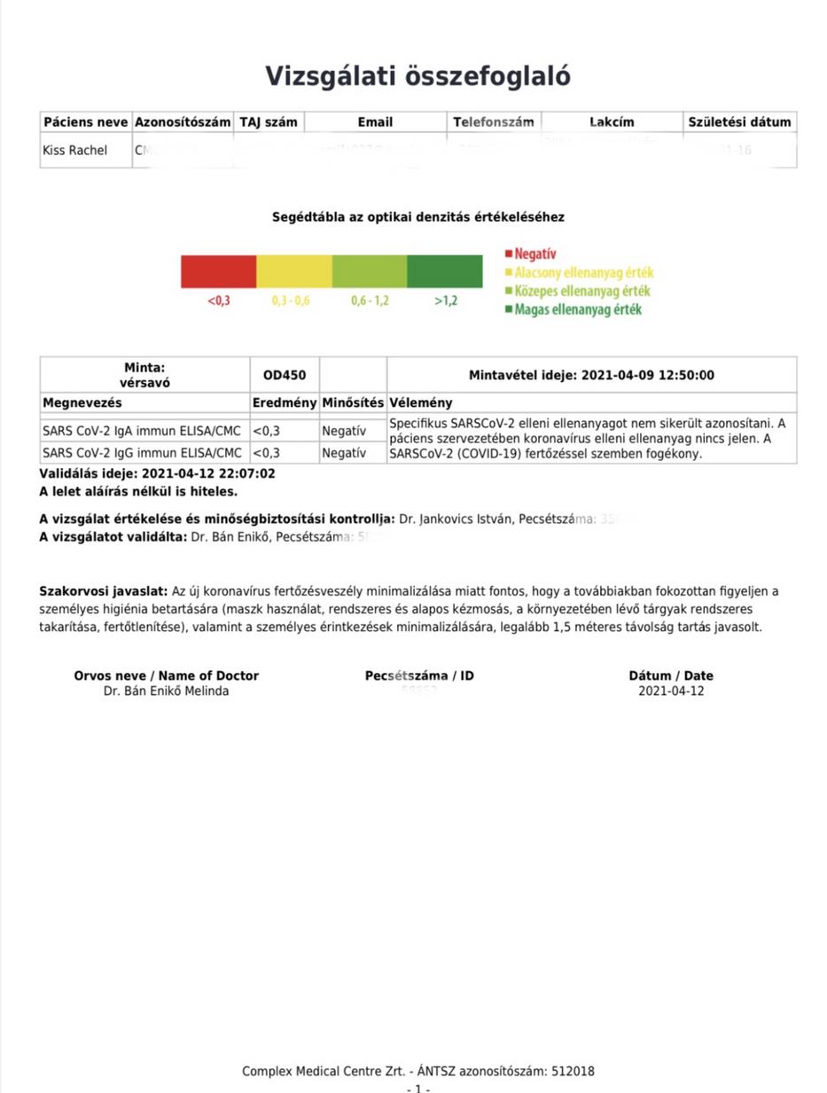 Az Astra Zeneca oltás után egy hónappal ellenanyagot nem sikrült kimutatni kolléganőnk szervezetében! Vajon van ok az aggodalomra?!/Foto: Kiss Rachel