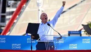 LA Clippers owner Steve Ballmer is still talking about the many bathrooms at the newly opened Intuit Dome arena.Keith Birmingham/MediaNews Group/Pasadena Star-News via Getty Images