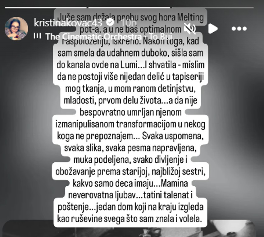 Kristina Kovač, objava