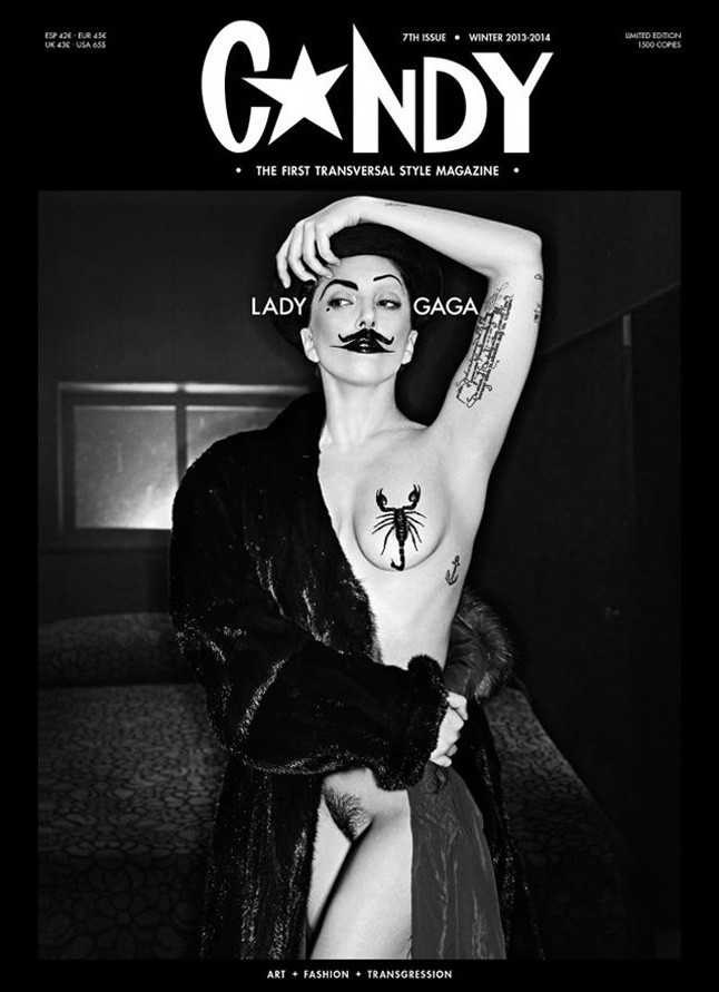 lady gaga, provokatív, címlap, meztelen, botrány, v magazin, candy magazin, meghökkentő, vogue