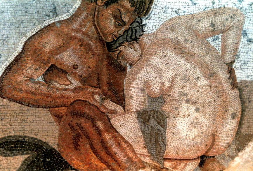 Mozaika satyr i nimfa, Dom Fauna, Pompeje, Włochy