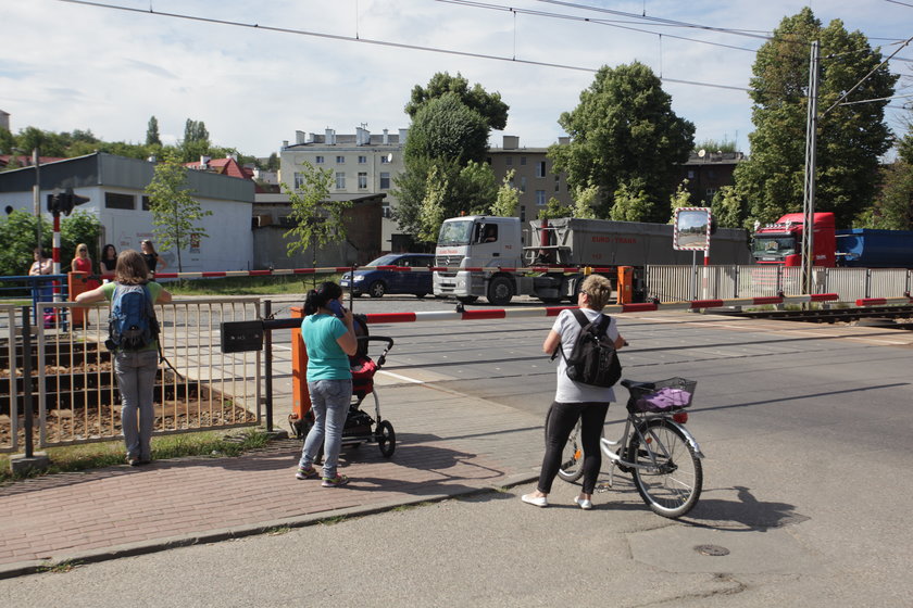 Na przejeździe kolejowym na Oruni prowadzone są pomiary czasu zamknięcia szlabanów