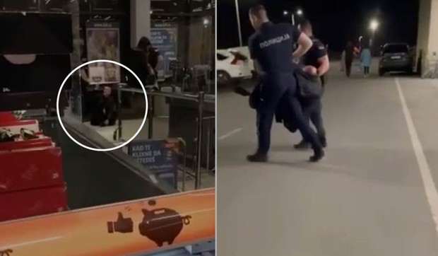 Pijanog popa iznose policajci iz marketa