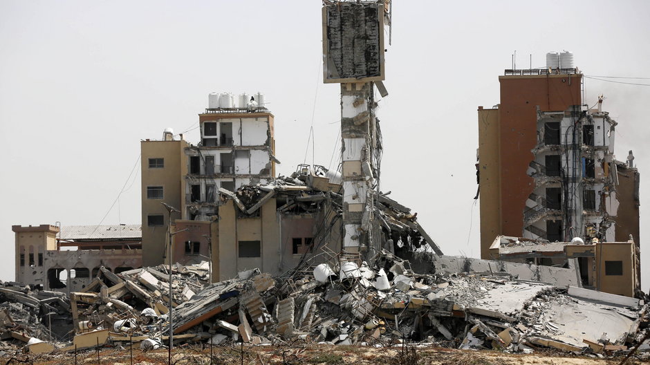 Zniszczone budynki w Strefie Gazy