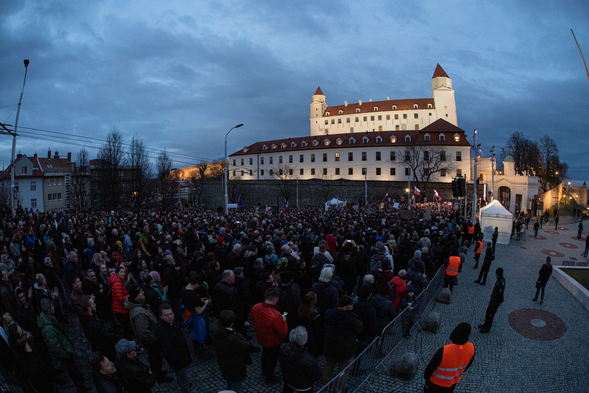 Protestné zhromaždenie SaS, PS a KDH v Bratislave.