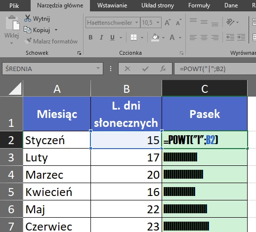 4.26  Paski danych za pomocą funkcji POWT i odpowiedniej czcionki