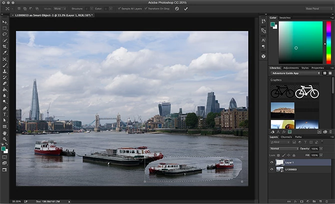 Adobe Photoshop CC 2015 - przesuwanie z uwzględnieniem zawartości oraz skalowaniem