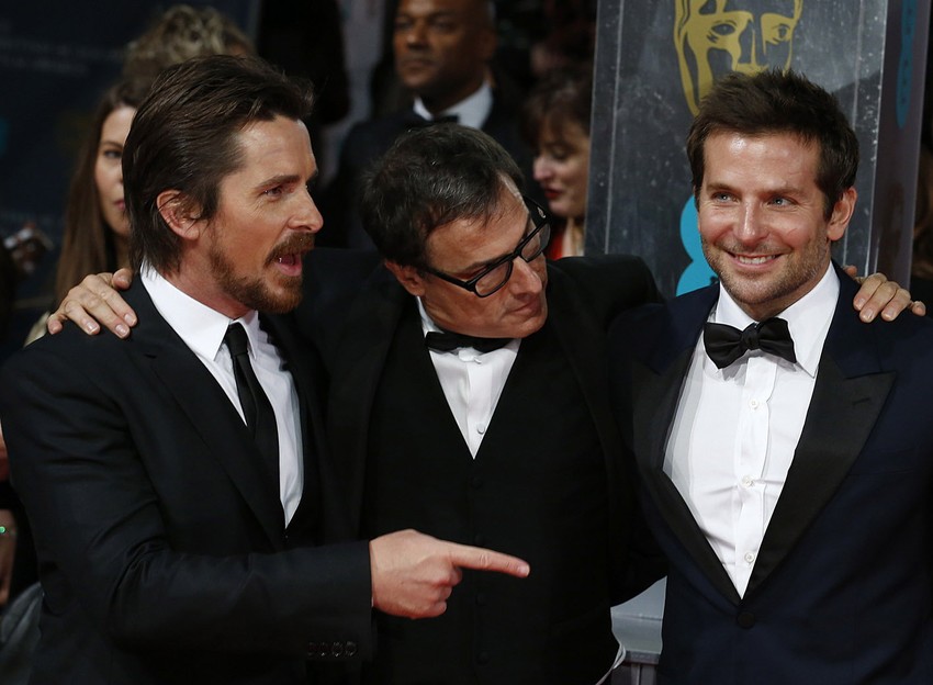 Ekipa filma "Američka prevara", Kristijan Bejl, Dejvid O Rasel i Bredli Kuper