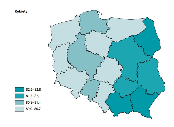 Średnia długości życia kobiet w 2022 r.