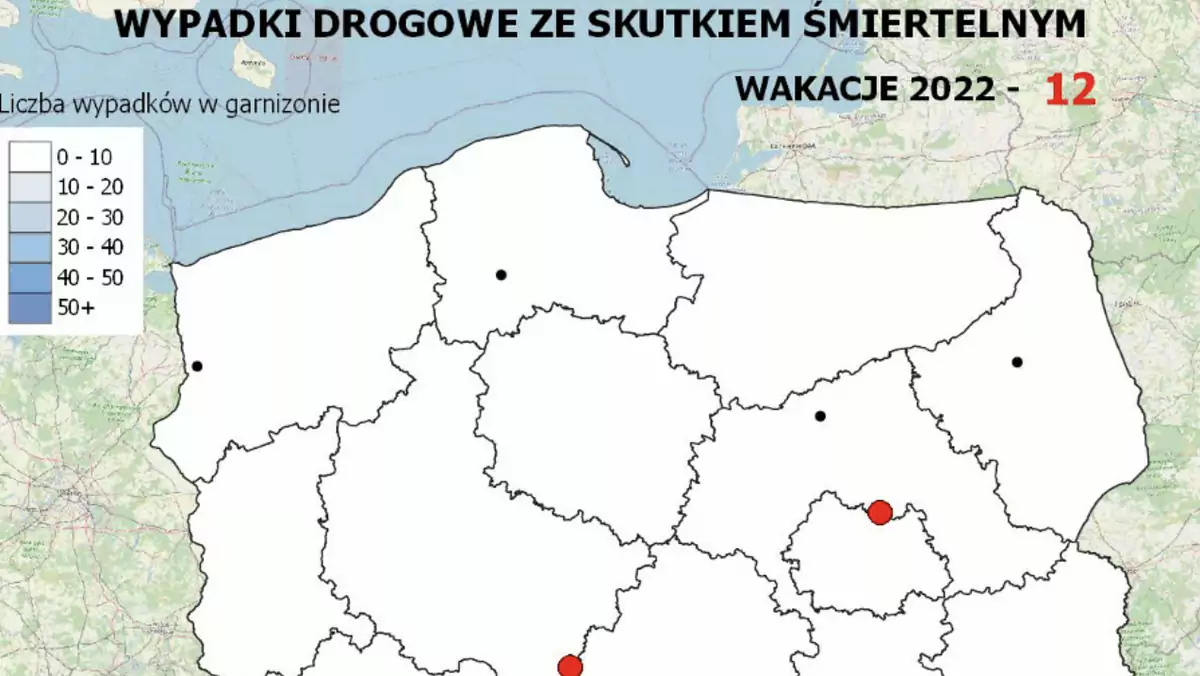 Policyjna mapa wypadków drogowych ze skutkiem śmiertelnym