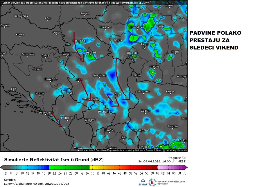 Padavine prestaju polako sledećeg vikenda