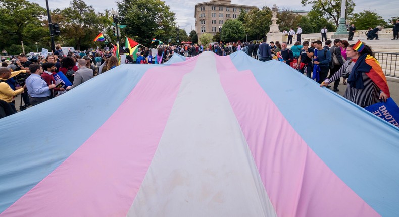 A transgender flag.Erik McGregor/LightRocket via Getty Images