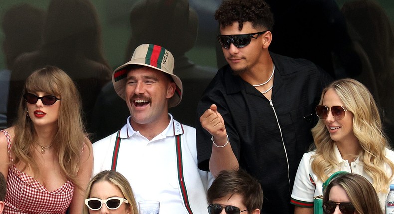 Taylor Swift, Travis Kelce, Patrick Mahomes, and Brittany Mahomes attended the men's singles final of the US Open.Jamie Squire/Staff/Getty Images