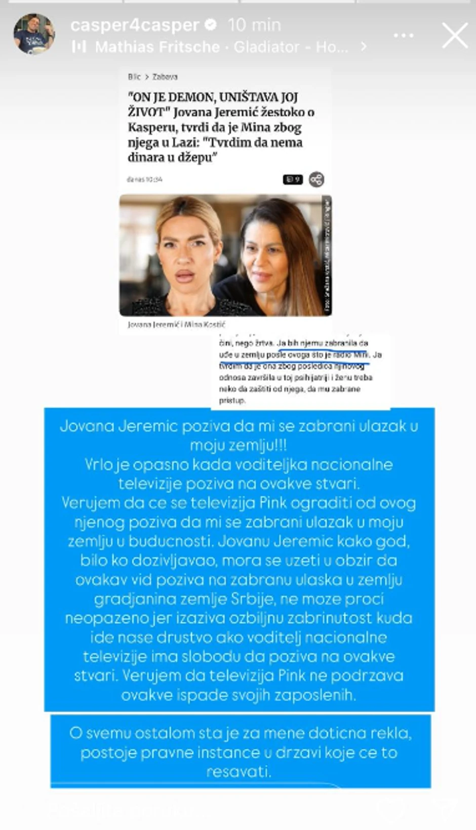 Kasper ofgovorio Jovani Jeremić