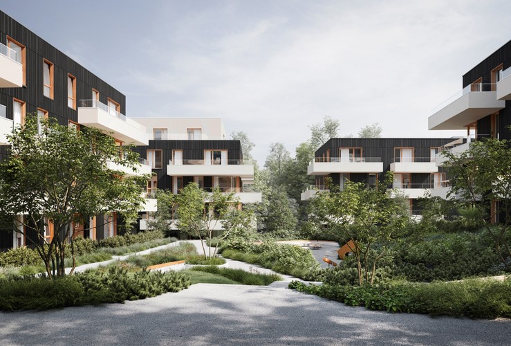 W sercu osiedla Smolna Sopot znajduje się zielone patio z ozdobnymi gatunkami drzew owocowych, jako strefa wypoczynkowa. Teren między budynkami został wyłączony z ruchu samochodowego.