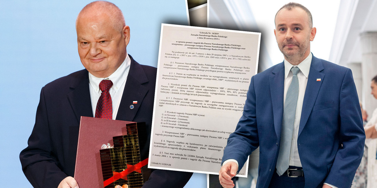 Paweł Mucha z zarządu NBP ujawnił dokumenty mówiące o gigantycznych nagrodach, jakie dostaje ścisłe kierownictwo banku, w tym prezes Adam Glapiński. 