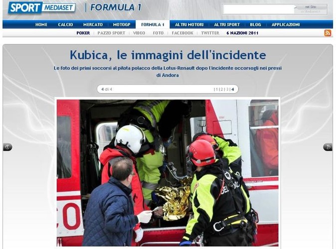 Wypadek Roberta Kubicy, fot. sportmediaset.mediaset.it