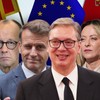 Fridrih Merc, Emanuel Makron, Đorđa Meloni  Alesandar Vučić 