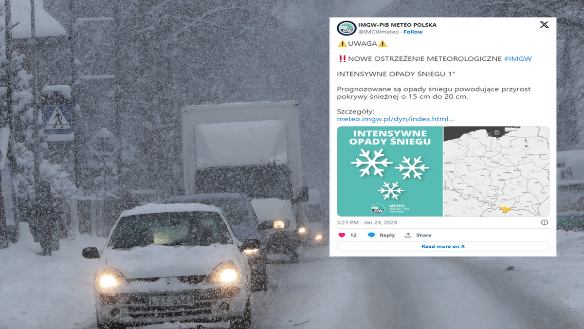 Silna śnieżyca przetoczy się przez Podhale. Spadnie nawet 20 cm śniegu