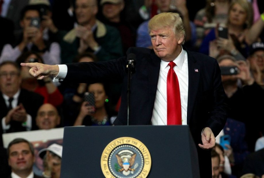 US President Donald Trump at a rally in Louisville, Kentucky.