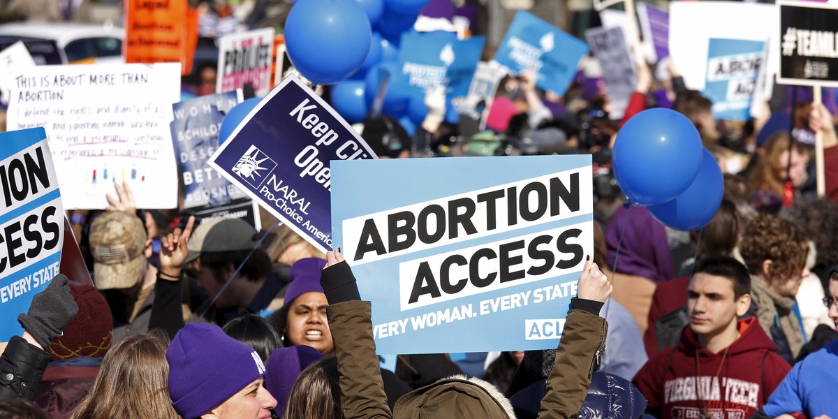 Protesters demonstrate in front of the US Supreme Court on March 2.