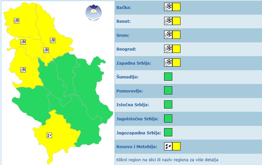 Meteoalarm za 2. januar