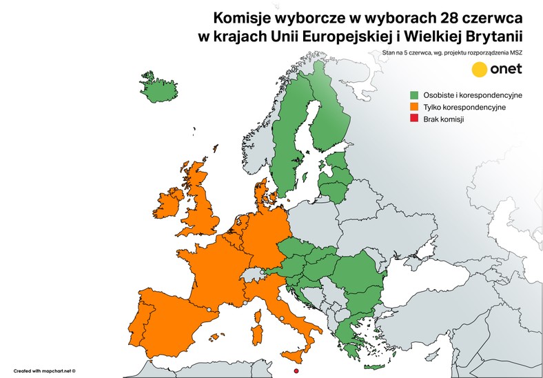 Mapa komisji wyborczych w Europie