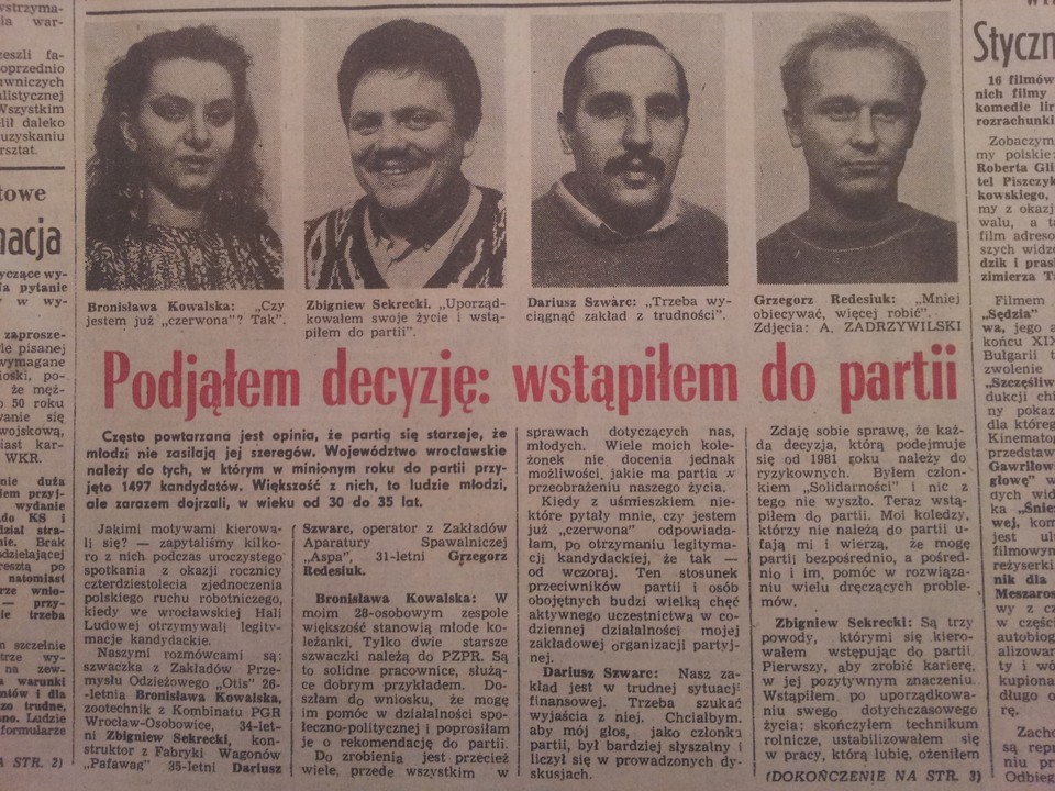 Oni wstąpili do PZPR - jeszcze w 1988 roku