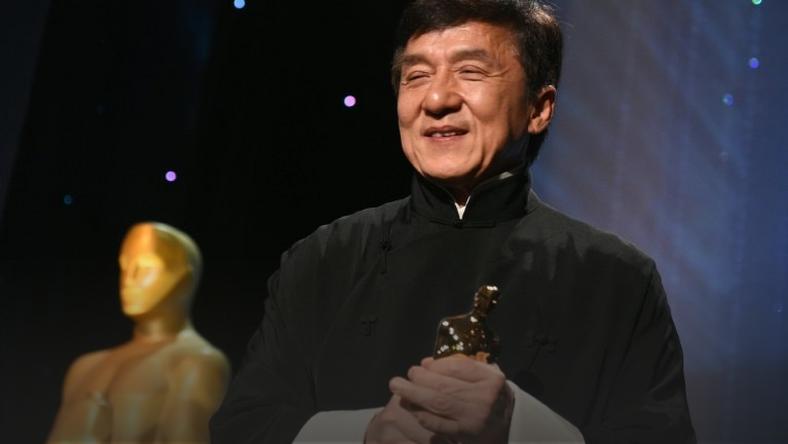 Jackie Chan poses with his Honorary Oscar Award during the 8th Annual Governors Awards in Hollywood, California