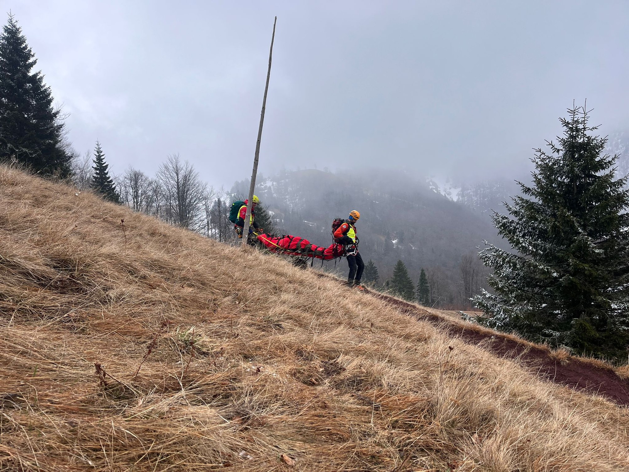 The injured Pole was transported from the mountains to the hospital in Martin.