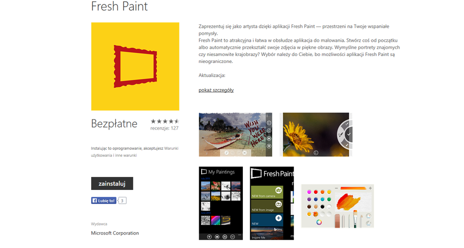 <b>Fresh Paint</b>
Kolejna aplikacja stworzona z myślą o urządzeniach dotykowych. Malowanie we Fresh Paint, to świetna zabawa zarówno dla najmłodszych, jak i trochę starszych użytkowników.