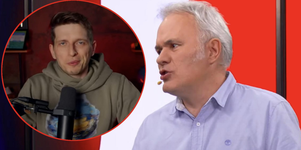 Dawid Myśliwiec, który prowadzi na YouTubie kanał "Uwaga! Naukowy bełkot" i dziennikarz Robert Mazurek.