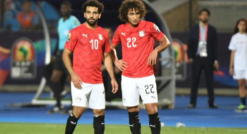 Mohamed Salah has been criticised for his perceived support for Amr Warda (R) who was thrown out of the Egypt squad following sexual harassment claims before being reinstated