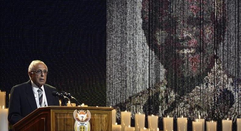 Ahmed Kathrada, close friend of former South African President Nelson Mandela, speaks during Mandela's funeral ceremony in Qunu December 15, 2013. REUTERS/Odd Andersen/Pool/Files