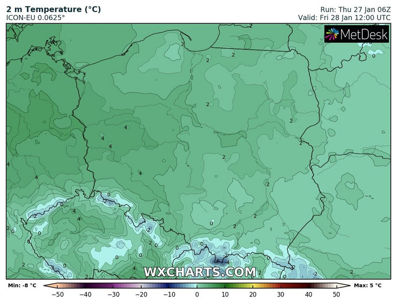 Temperatura niemal w całej Polsce będzie dodatnia